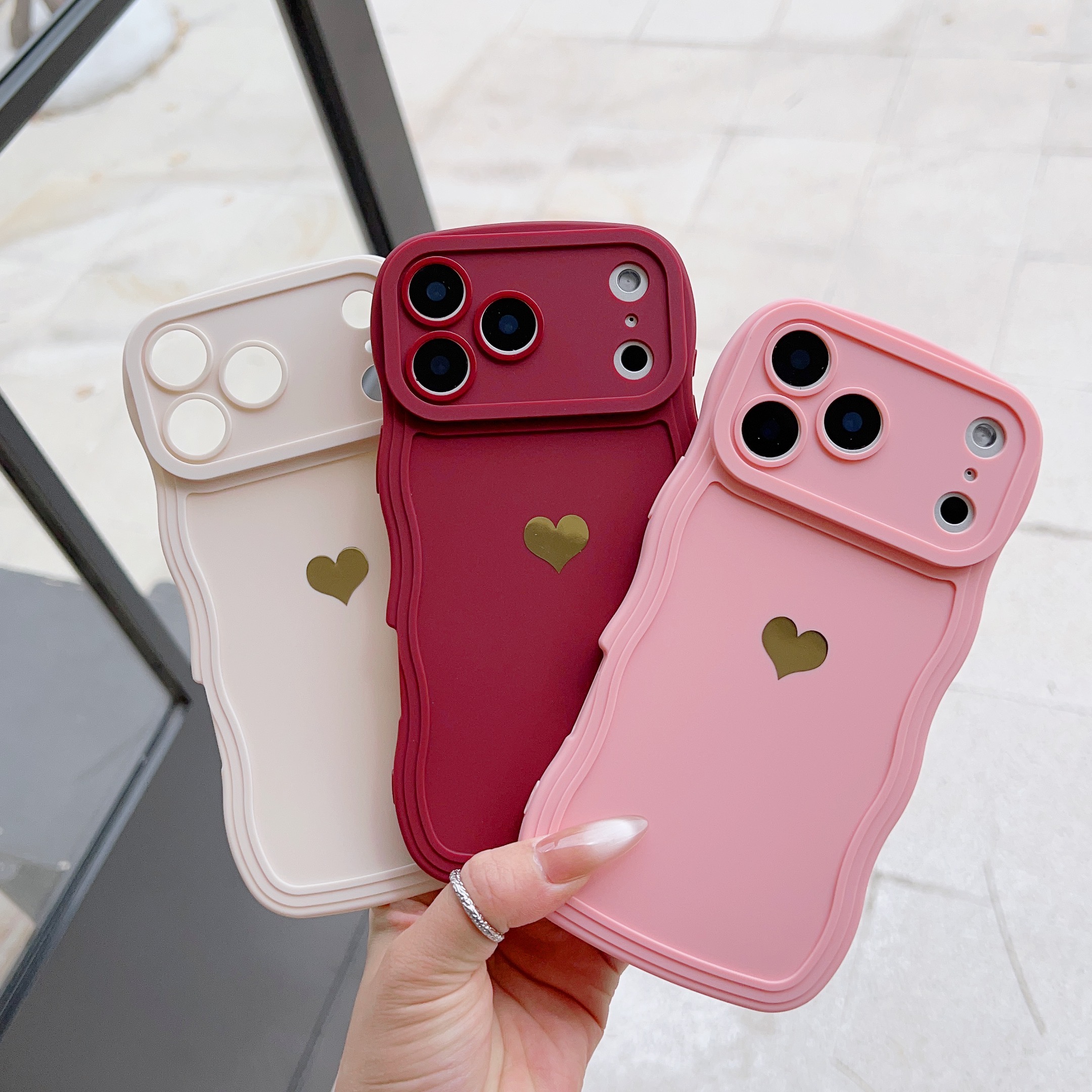TEMU Phone Case - 3-pack Stickers Perforated Wavy Pattern Phone Case Soft Full Coverage Matte Texture Phone Protector Birthday Gift, Christmas Gift