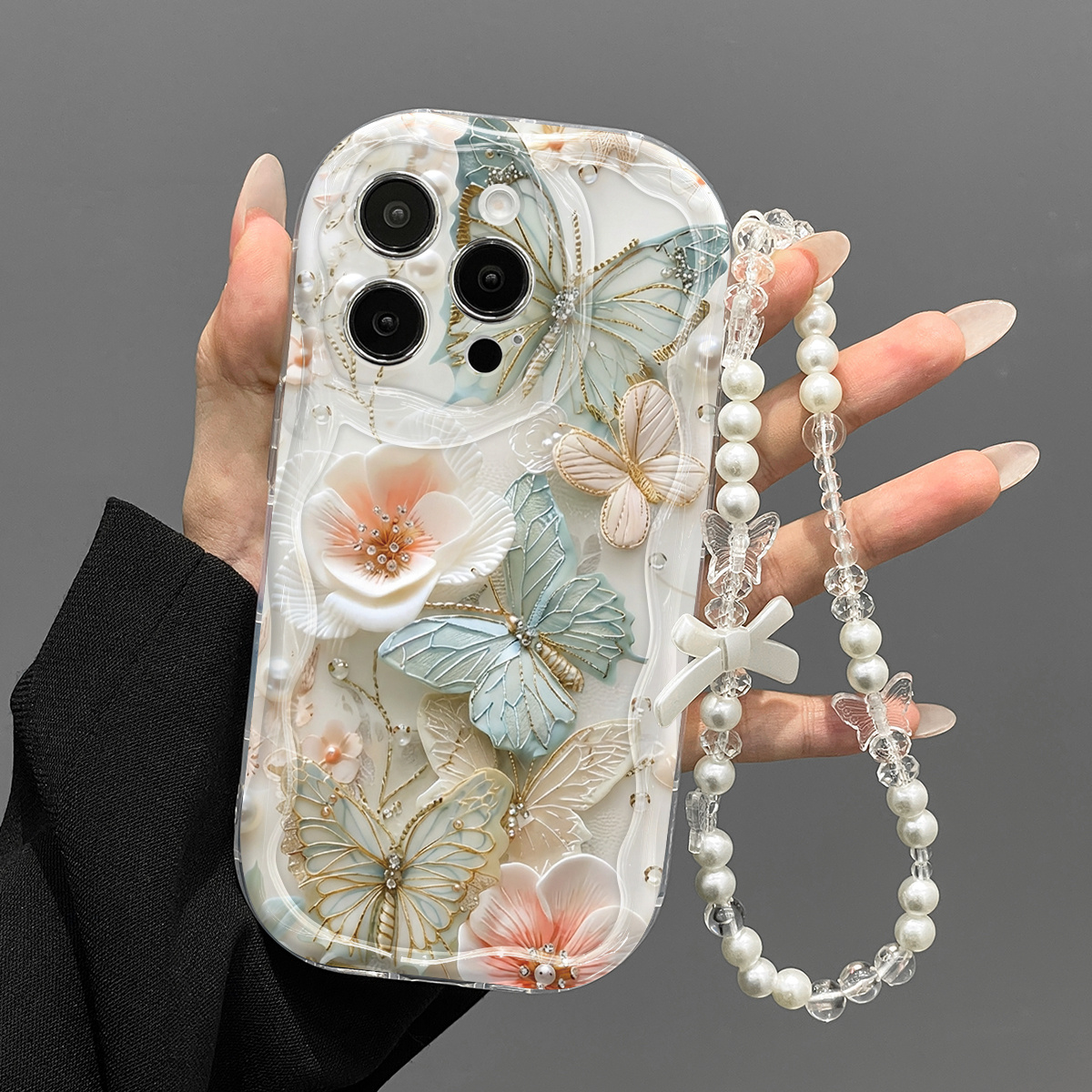 TEMU Phone Case - Trendy Printed Phone Case (with Strap) Compatible With For Iphone 16, 15, 14, 13, 12, 11 Pro Max, 16 Plus, Xs, Xr, X, 8, 7, And A/