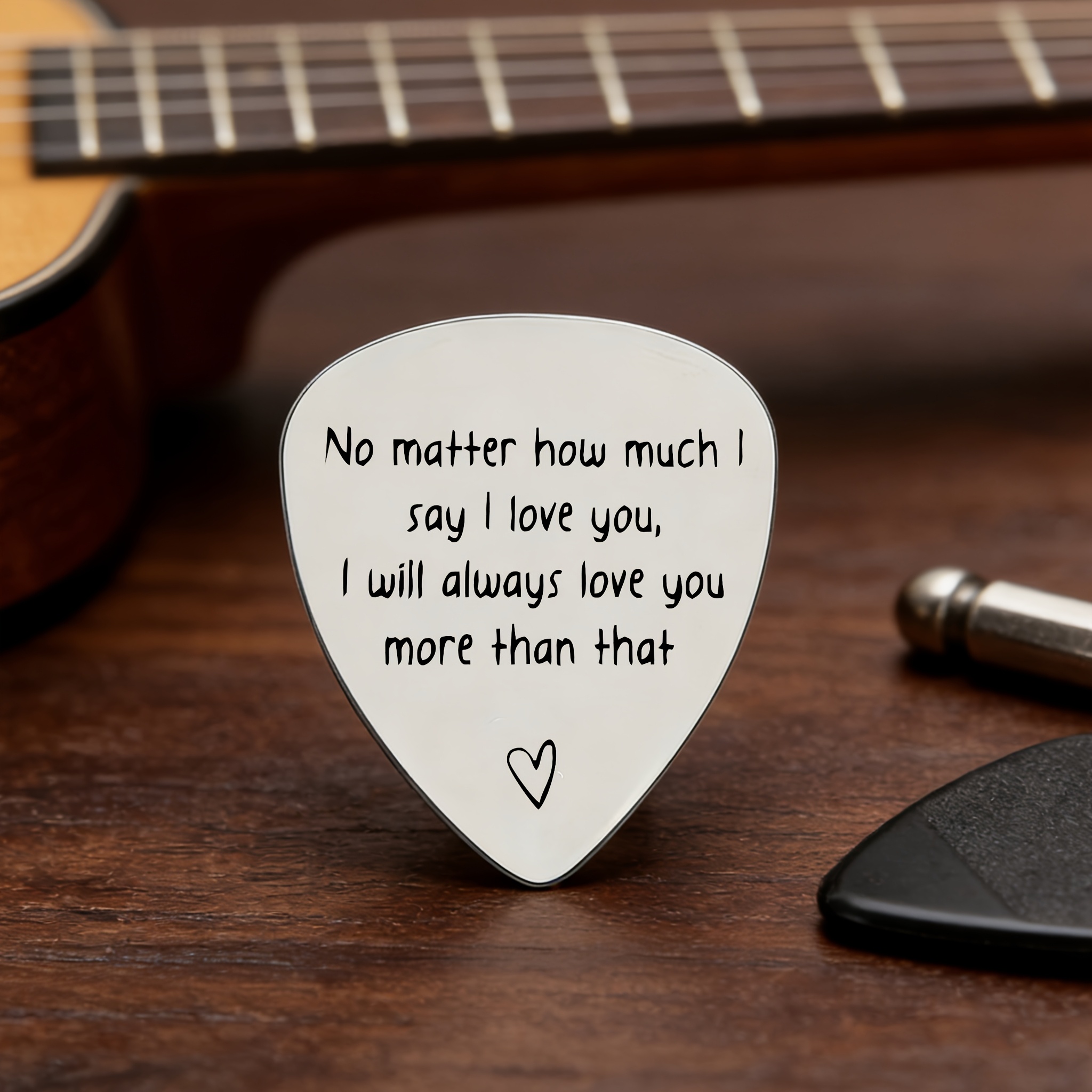 TEMU Acrylic Guitar Pick " How Much I , I Will Than That" Deep Love Text And Heart Pattern, Suitable For Couples, Music Lovers' Valentine's Day,