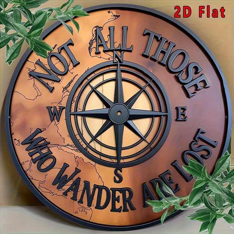 TEMU Décoration Murale Plate 2D, 1 pièce de 20,32x20,32cm en Aluminium Plat 2D, Motif Vintage avec "Tous qui ne sont ", Œuvre d'Art en Aluminium de