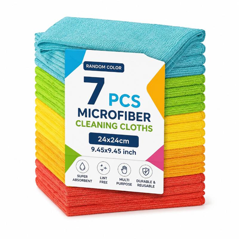 TEMU 7pcs Random Color Cleaning Cloths, Reusable Towels With Random Colors, Quick-drying Cloths, Suitable For Home, Kitchen, Living Room, Bedroom,