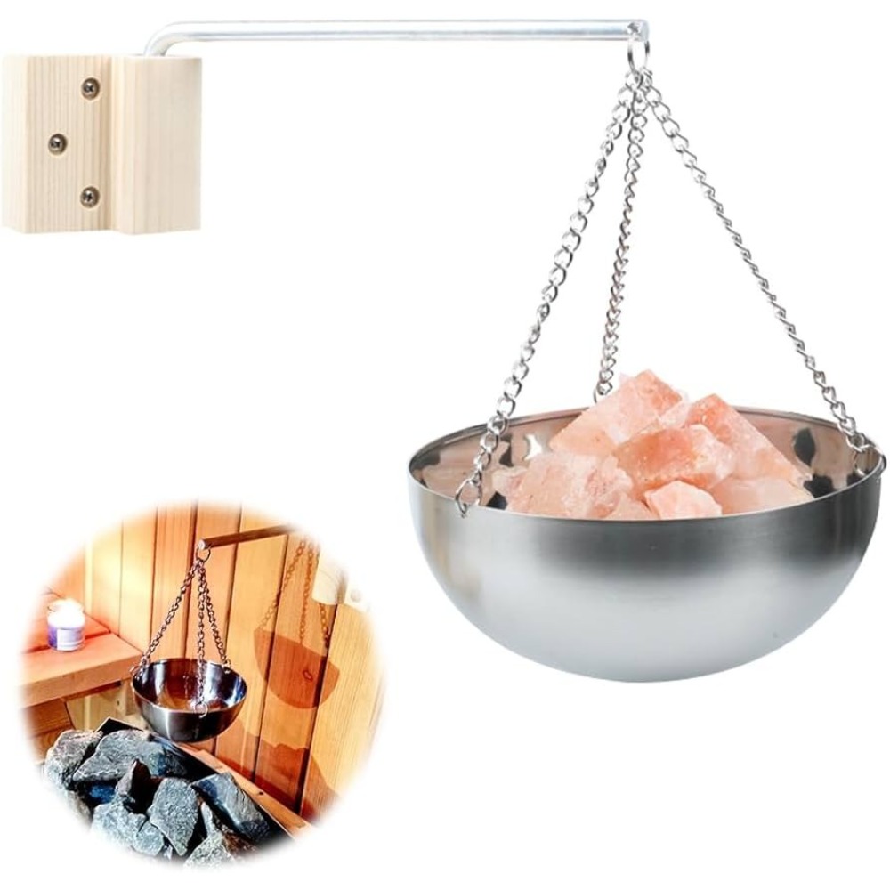 Wall-mounted Stainless Steel Diffuser Bowl - Heavy-duty Sauna Stove Essential Oil Burner With Chain Hook, Corrosion-resistant Steam Room Accessory For Spa, Hot Tub, Sauna & (, No Tools)