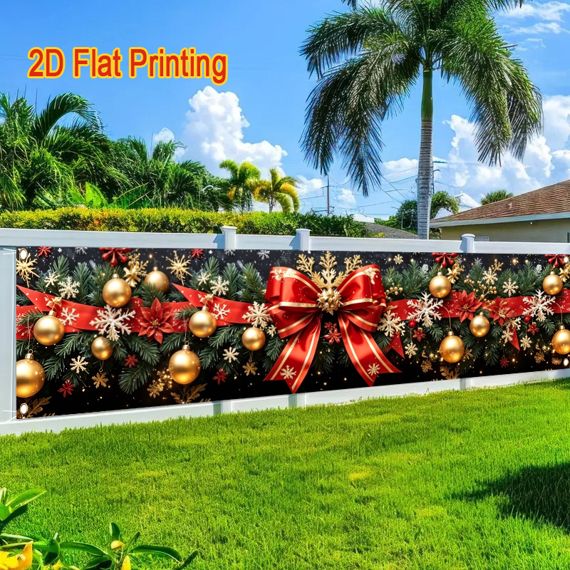 TEMU 2d Flat - 2d Flat 1pc, Merry Christmas Themed Fence Banner Decoration, Suitable For Christmas Party Decoration Banners, Lawn And Wall