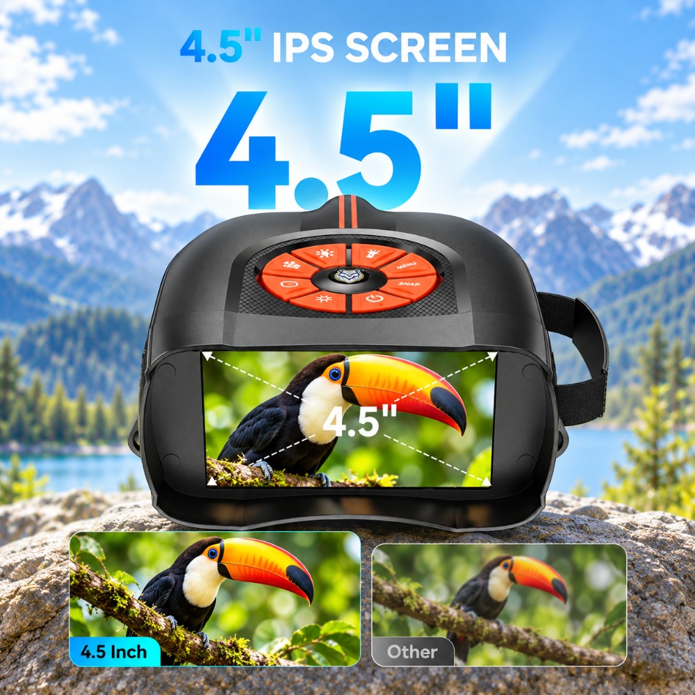 Image of 4k With 4.5 Inch Large Ips Screen, 48mp Hd Camera, 10x Digital Zoom, 1000m Long Range, Day And Binoculars For Camping, Hiking, , Wildlife Watching, Night Exploration, Christmas Gifts For Men Dad