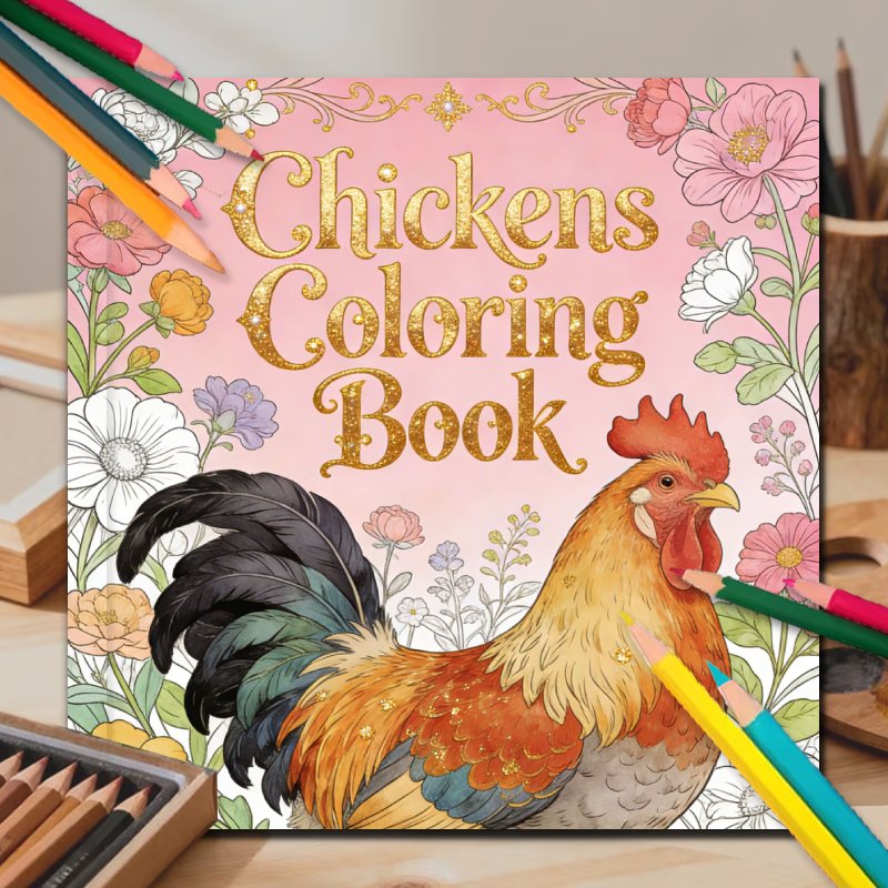 TEMU Livre de coloriage pour adultes adapté au stress - Magnifiques pages de coq et florales avec de complexes, cadeau de coloriage pour adultes -