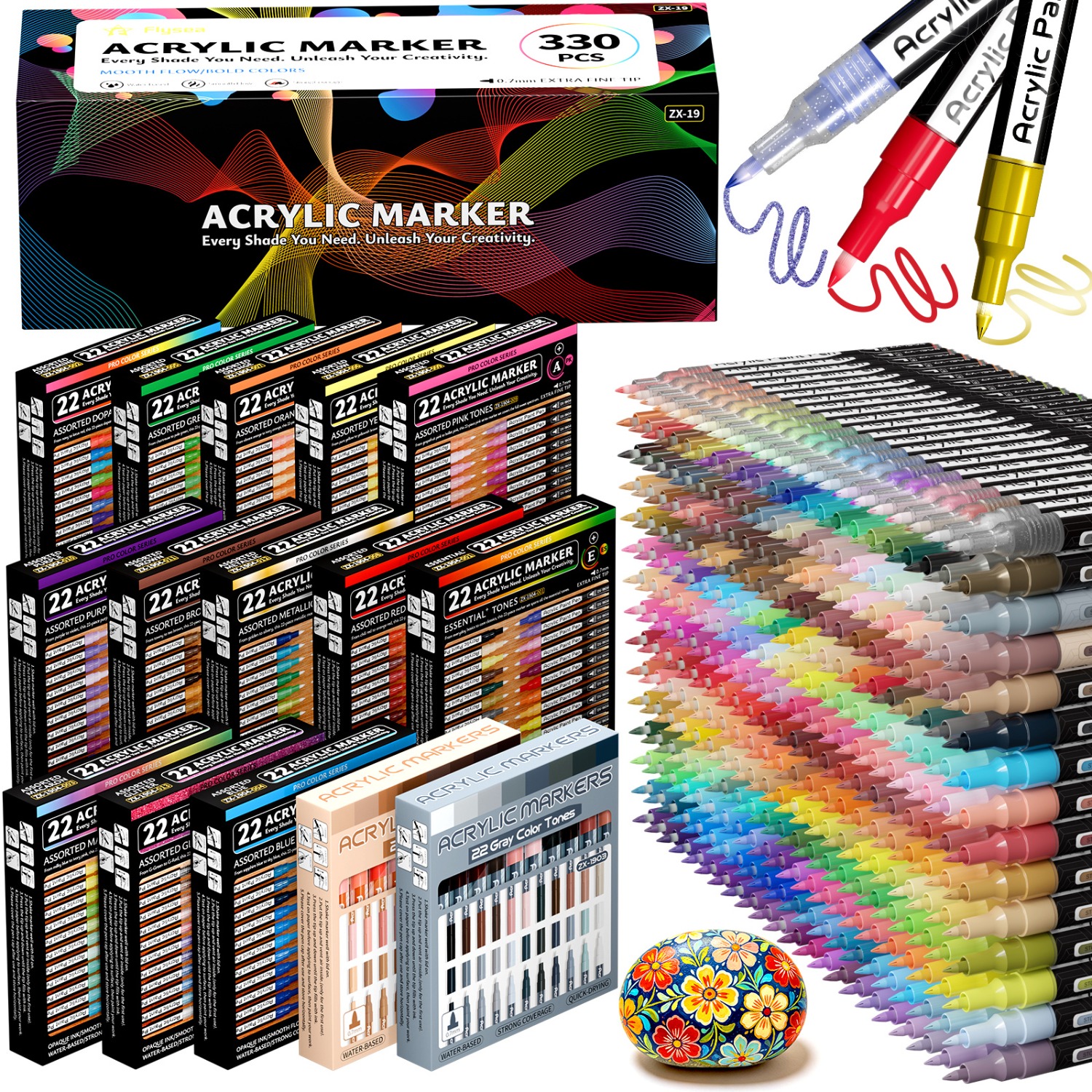 330pcs Acrylic Marker Set with Ultra-Fine 0.7mm Tips for Crafts