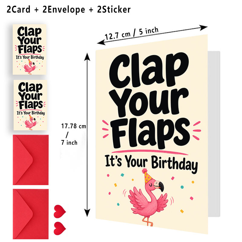 TEMU 2pcs Funny Birthday Card, Clap Your Flaps Greeting, And Stars Card, Adult Birthday Stationery, Sarcastic Friend Card, Greeting Card