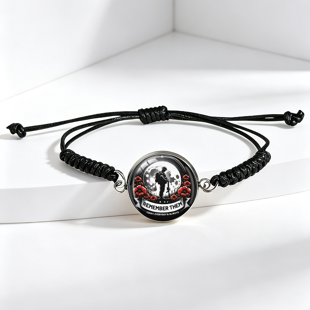 Moonlit Night Figure Silhouette Floral Pattern Adjustable Bracelet