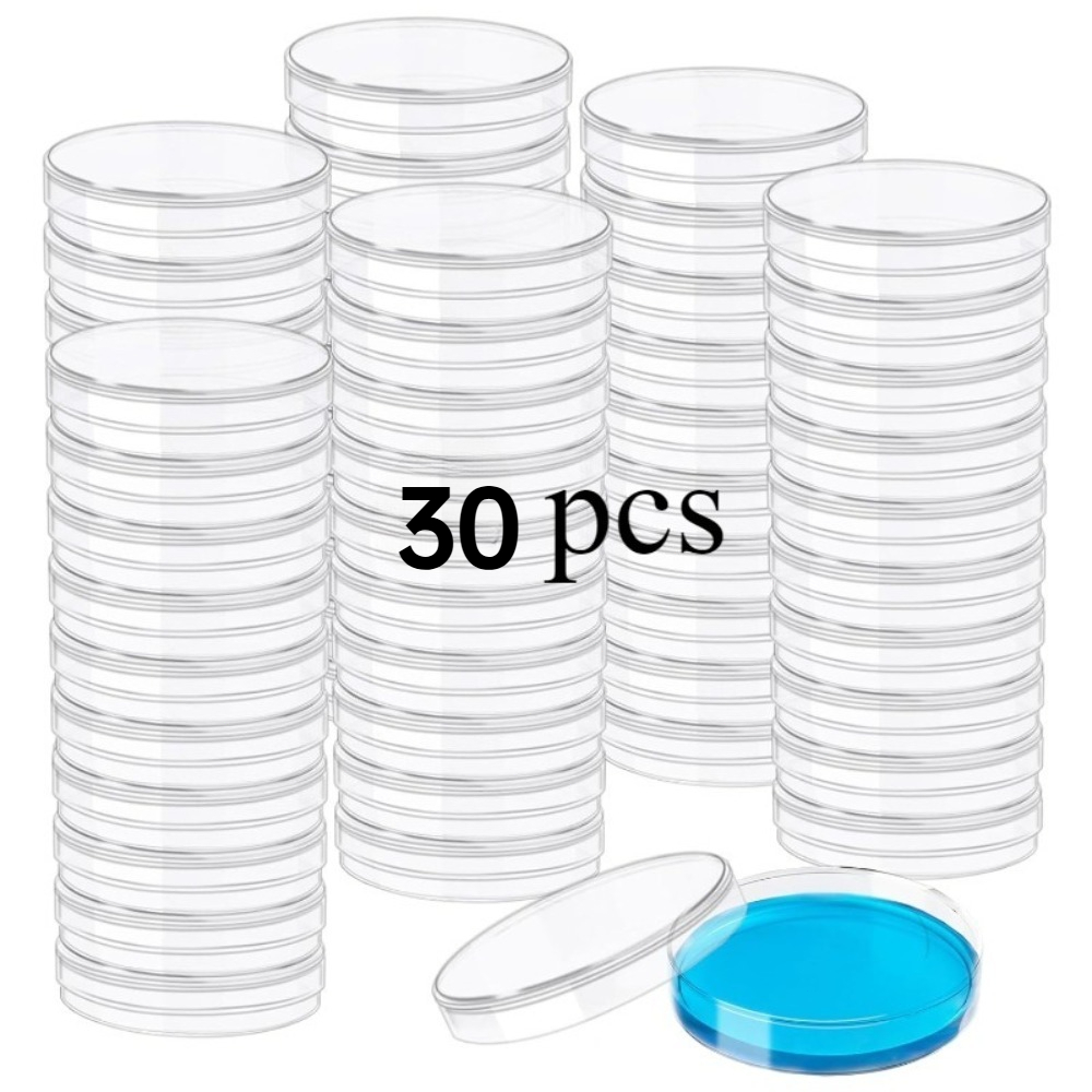 TEMU 30pcs Plastic Petri Dishes With Lids | 60 X 15mm Research Petri Dishes, Suitable For Biology Research And School Science Experiments