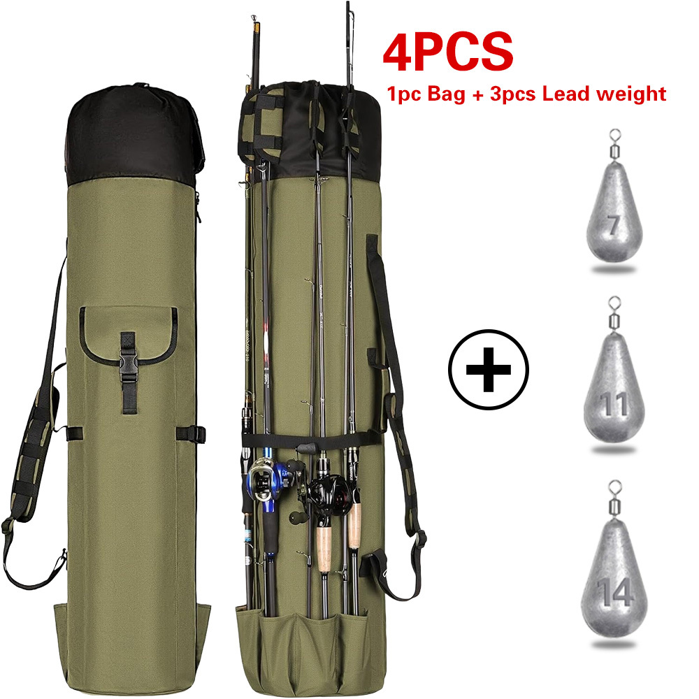 TEMU 4pcs/set Outdoor Fishing Rod Storage Bag. Portable Outdoor Large-capacity Backpack That . Foldable And Durable Oxford Fabric Material. Suitable