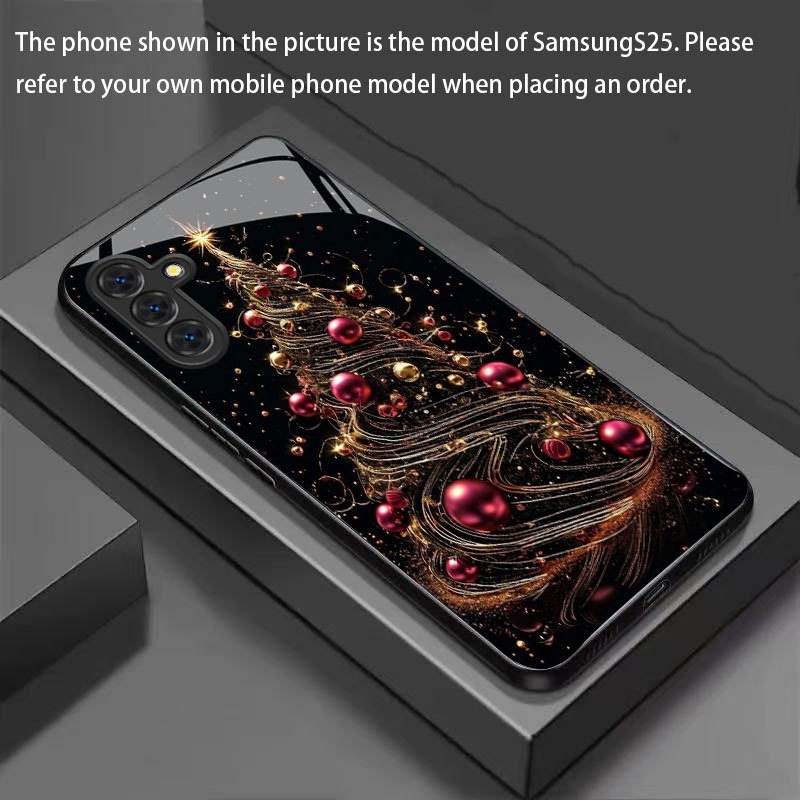 TEMU Phone Case: Glitter Christmas Tree Tempered Glass Phone Case For Galaxy S25 Ultra/s25 /s25/s24 Ultra/s24 /s24