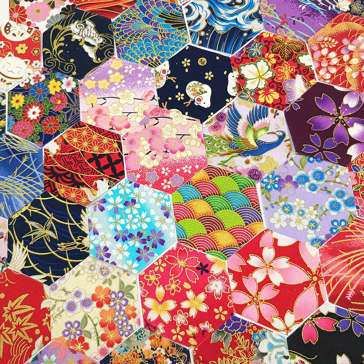 TEMU 100 pièces de tissu hexagonales prédécoupées de style japonais avec à , adaptées pour la jonction de coutures, la couture artisanale DIY, le
