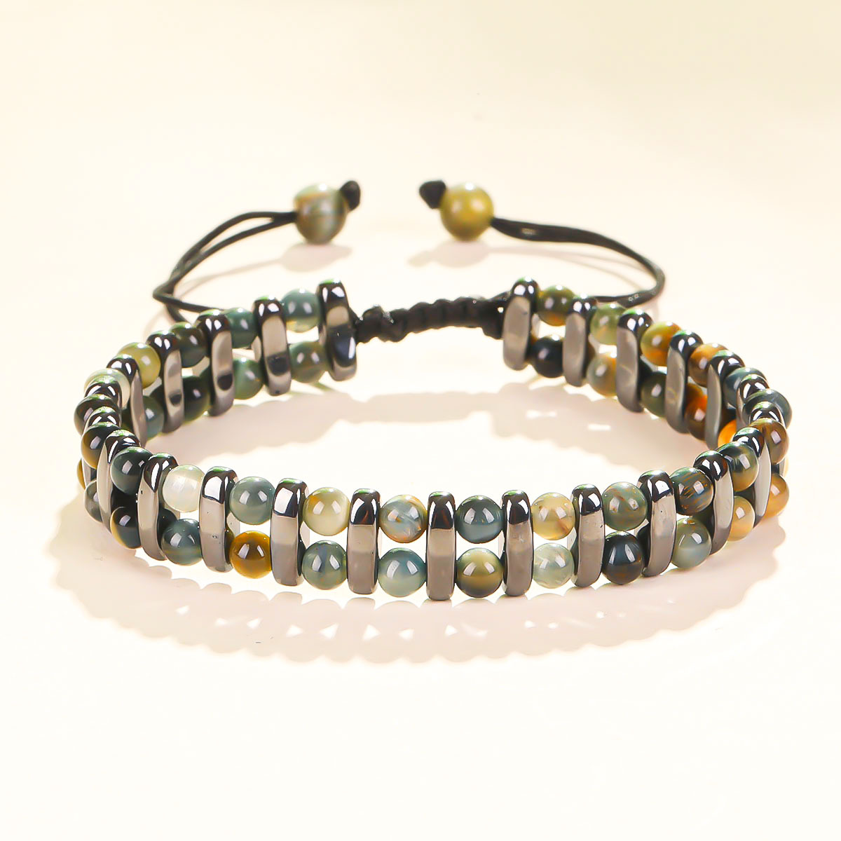 TEMU Natural Agate Tiger Eye Bead Bracelet - Double-layer Stone Jewelry Suitable For , - Eye Gift For Daily Wear, Accessory For Teachers, Graduation,