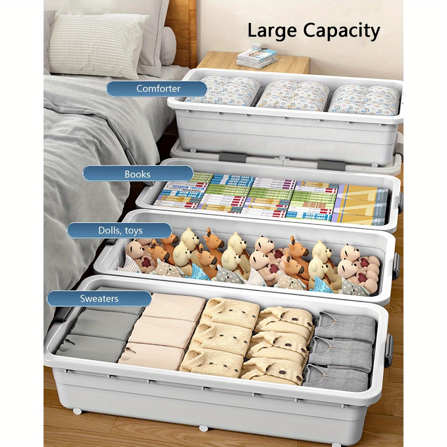 con ruedas cajas para guardar ropa debajo cama