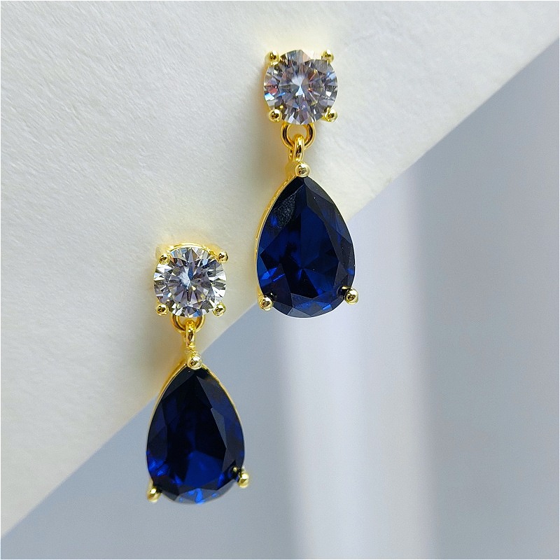 Women's 925 Silver Blue Teardrop Drop Earrings, Versatile Jewelry