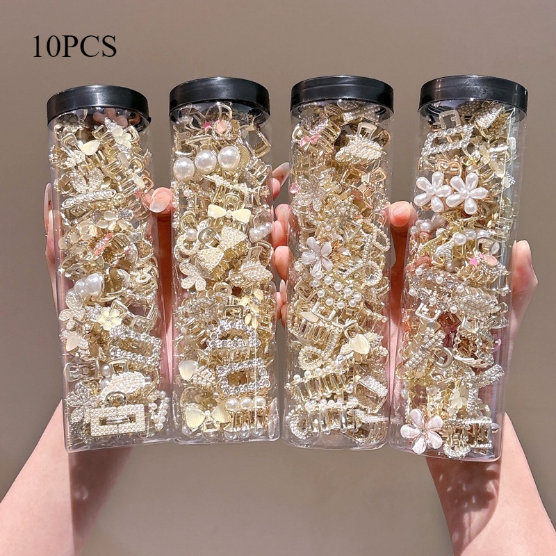 E-shop 10er-Pack Damen-Haaraccessoires in zufälligem Stil, mehrfarbige kleine exquisite Haarklammern, hochwertige temperamentvolle Krallenclips für den