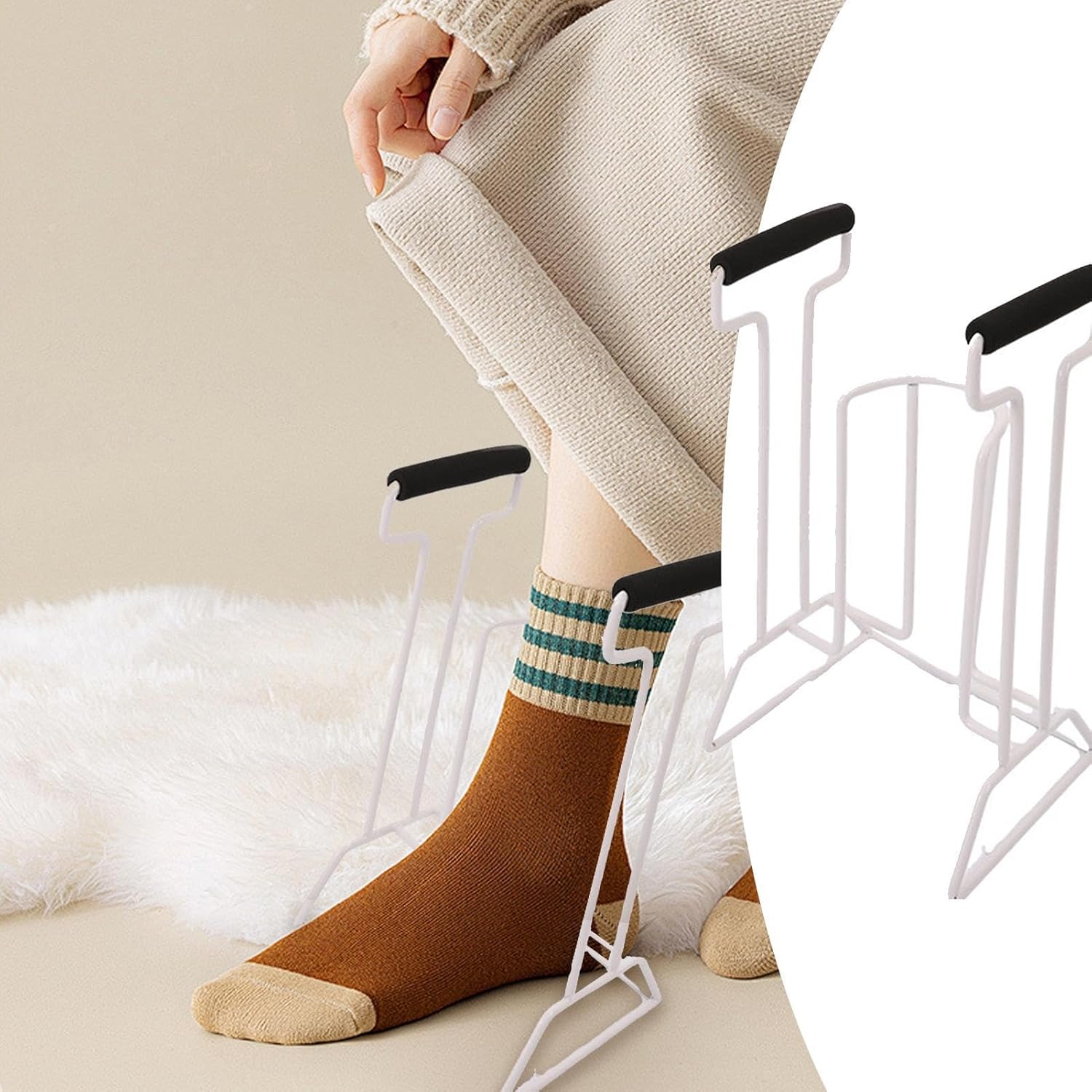 Image of Easy-on Sock Wearing Aid - Durable Stocking Puller With Padded Handle, Assistive Device For, Mobility - Daily Living Tool For Seniors & Disabled
