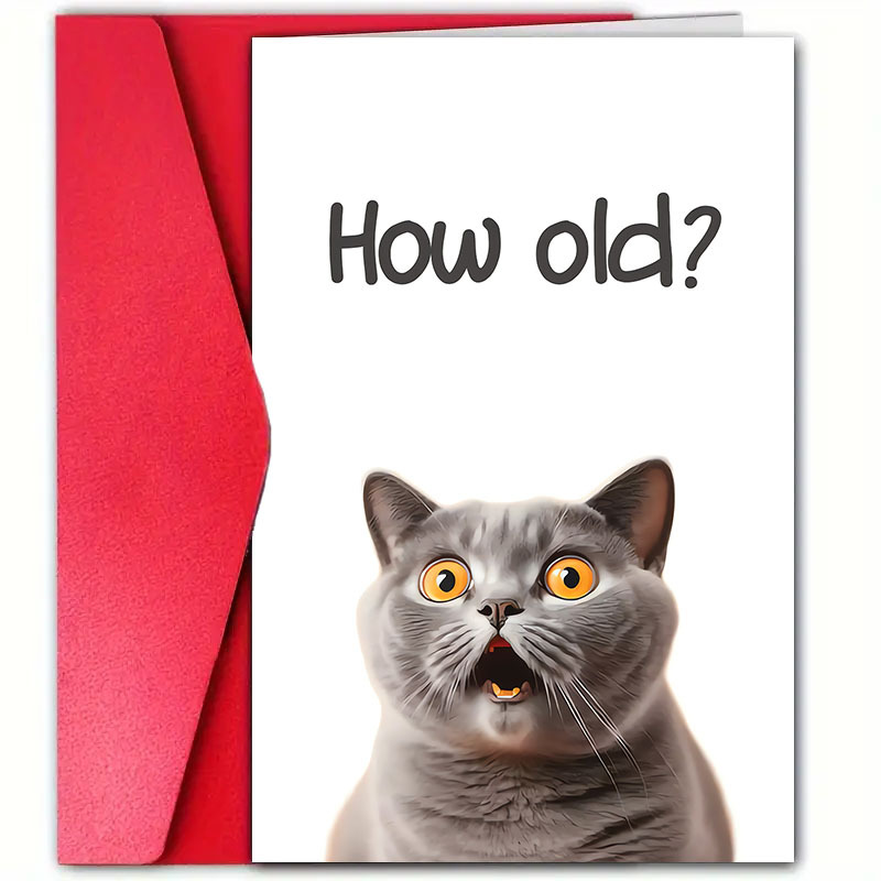 

1pc, Lovely Cat Birthday Card With Envelopes (12cm*18cm), Suitable For Family, Friend And . Suitable For Celebration, Socializing And . How Old Interesting Birthday Card.