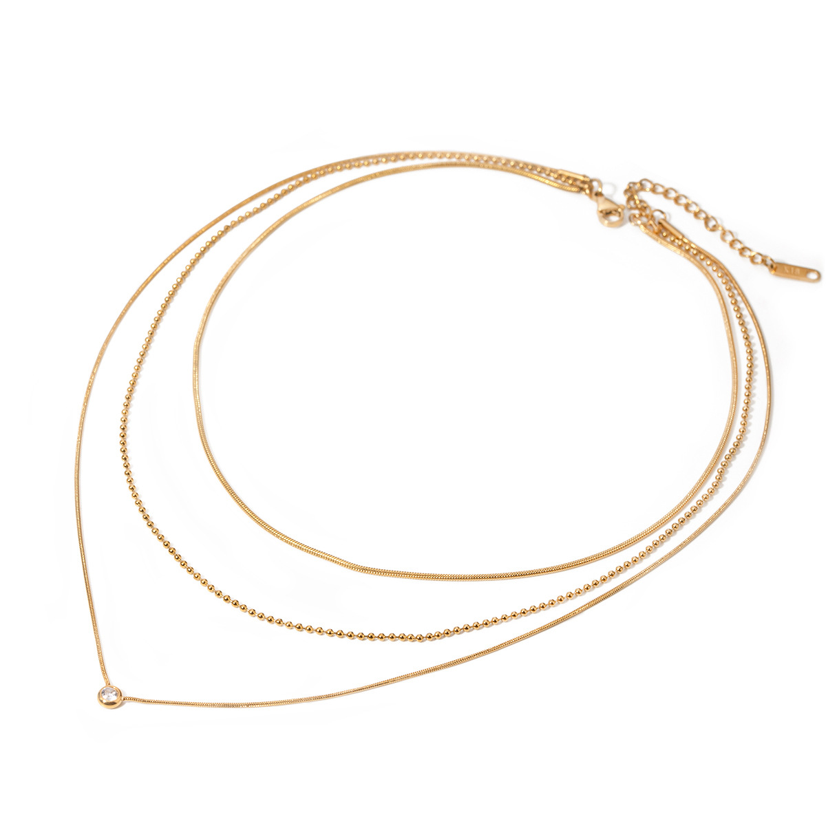 Image of Fashionable And Elegant Three-layer Stacked Wind Necklace, Stainless Steel Easy Light Luxury Versatile Necklace, Suitable For Daily Commuting Party Holiday Wear