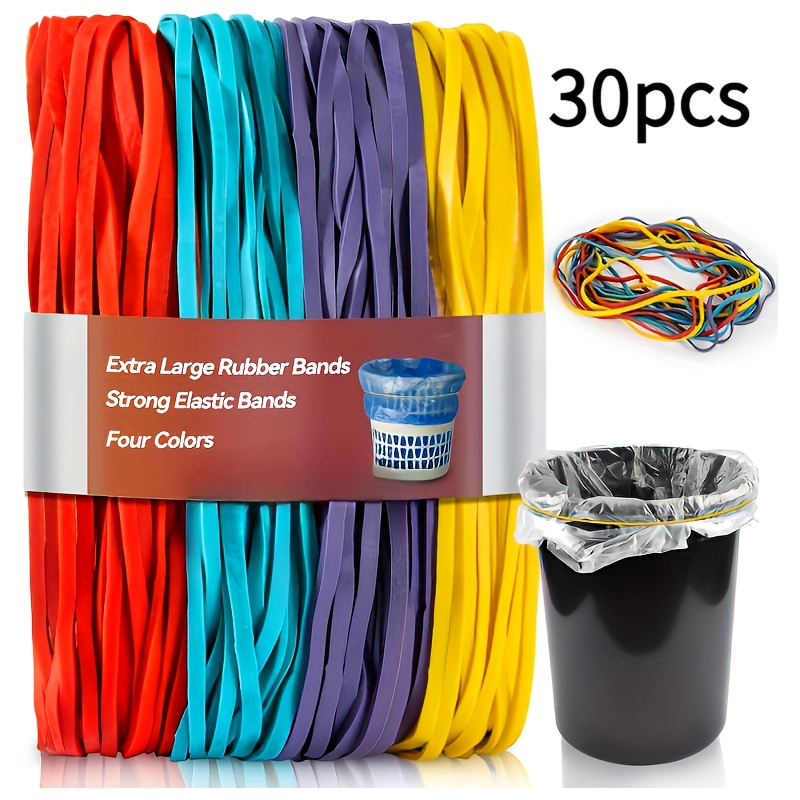 Image of Set Of 30 Oversized, Durable Rubber Bands, Ideal For Organizing, Bundling, And Use In Offices, Homes, Storage, Packaging, And Trash Bags, In Colors