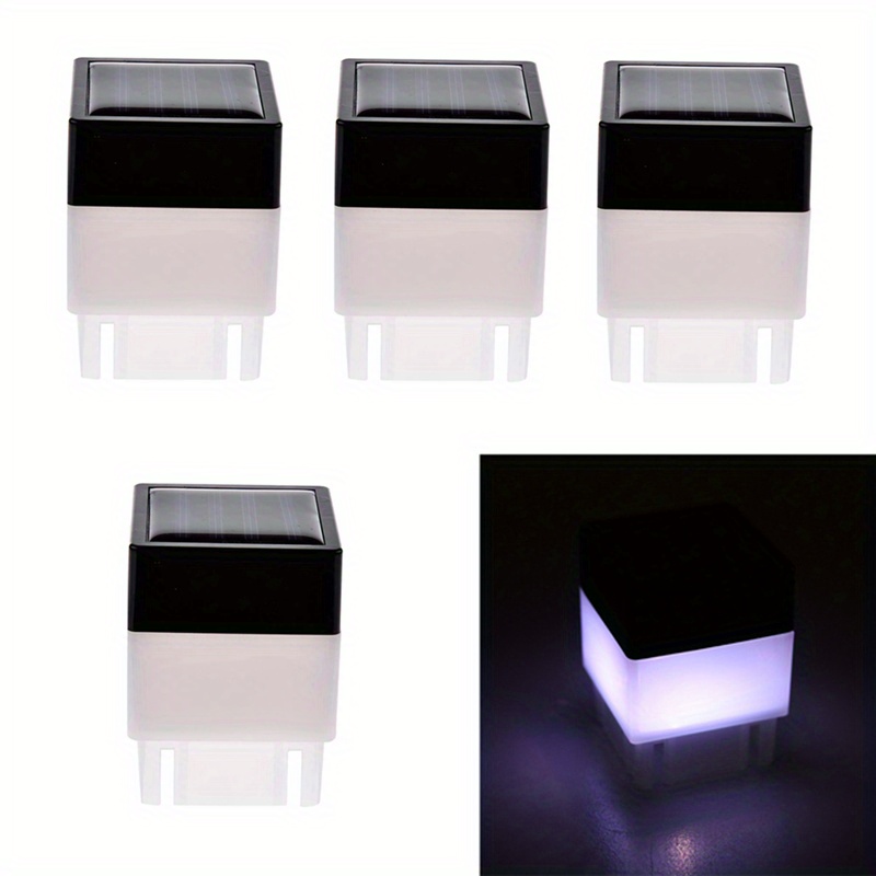 TEMU Set Of 4 Solar-powered Led Lights For Outdoor Use, Designed To Be And Suitable For Deck Or Fence Posts, Featuring Cool And Warm Lighting Options