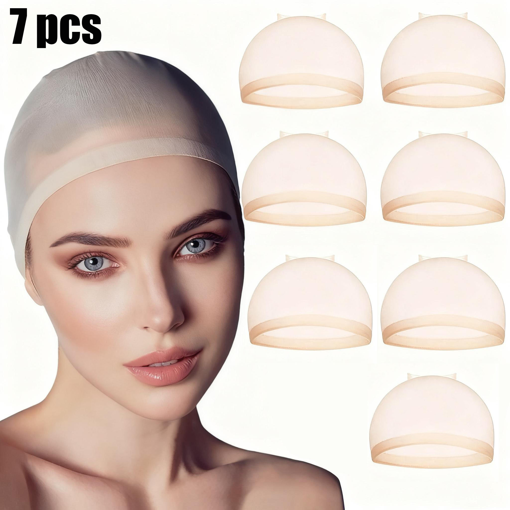 E-shop 7er-Pack Unisex Unsichtbare Haarnetze, Ultraweich, Atmungsaktiv und Elastisch, Neutral Nude-Farbige Hochwertige Haarnetze, Bequem zu Tragen, für