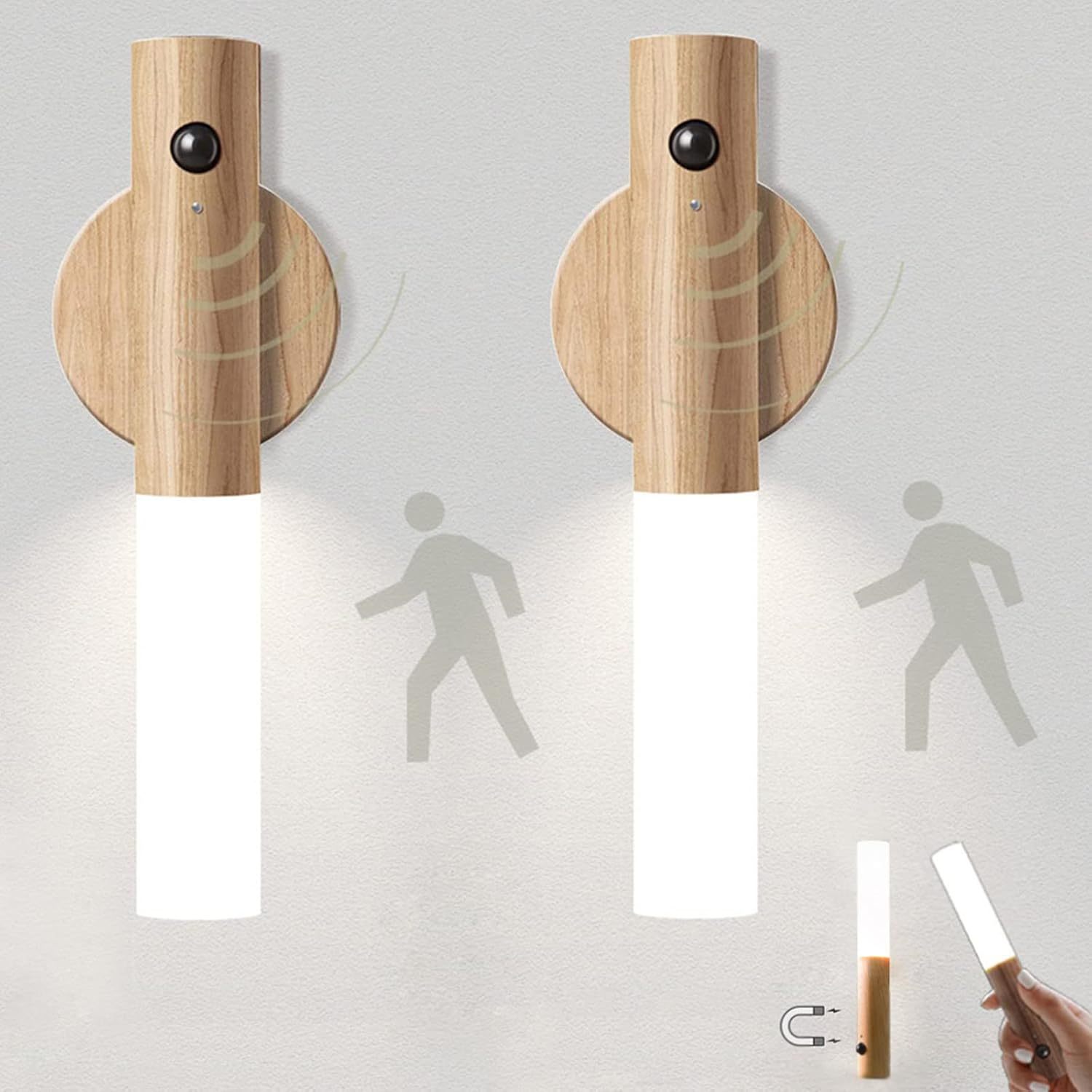 

2pcs Led Sconces - Rechargeable, Usb For , & Hallway
