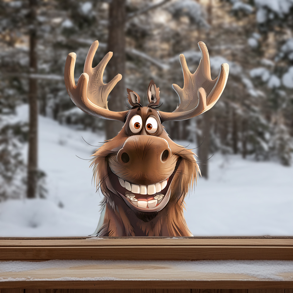 Winter Reindeer Window Decoration Sticker, Suitable For Home Windows And Shopping Mall Displays, A Cute And Touch To