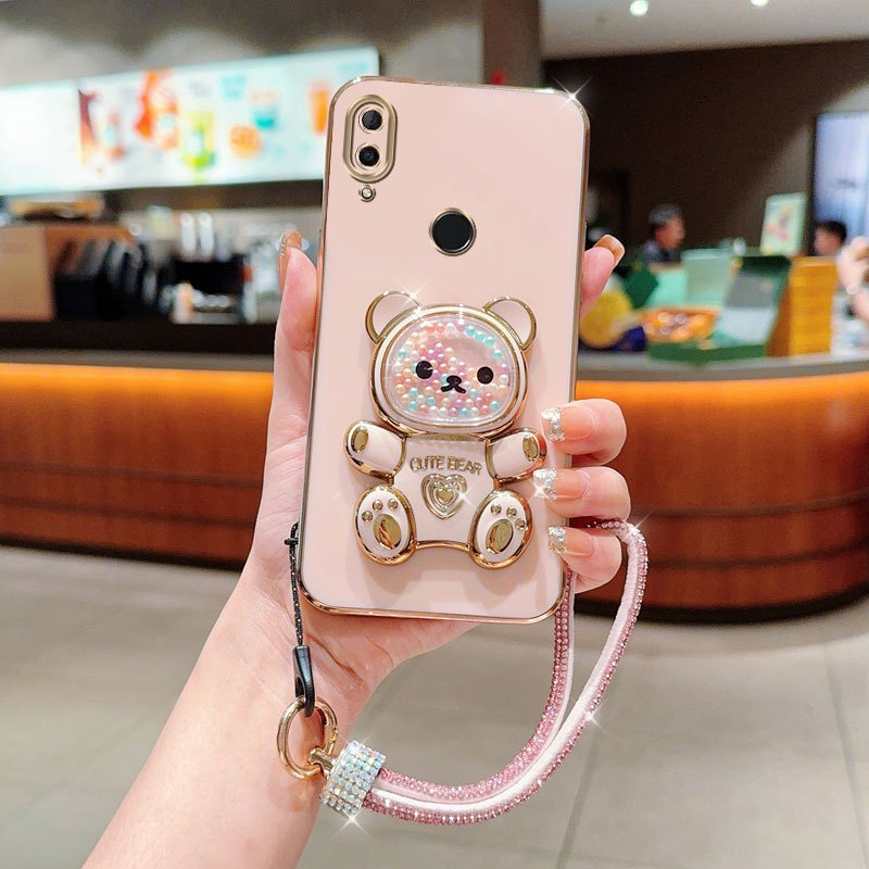 TEMU Phone Case - 2019 Trendy Series Diamond Strap Lanyard Phone Holder Case Designed For Huawei 2019, Featuring A Plated Cover And With Colorful