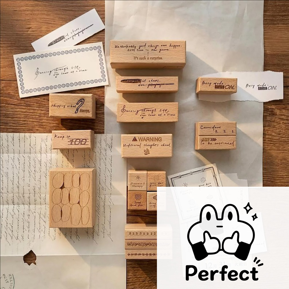 Cute Encouragement Slogans Pattern Wooden Stamp for Crafts