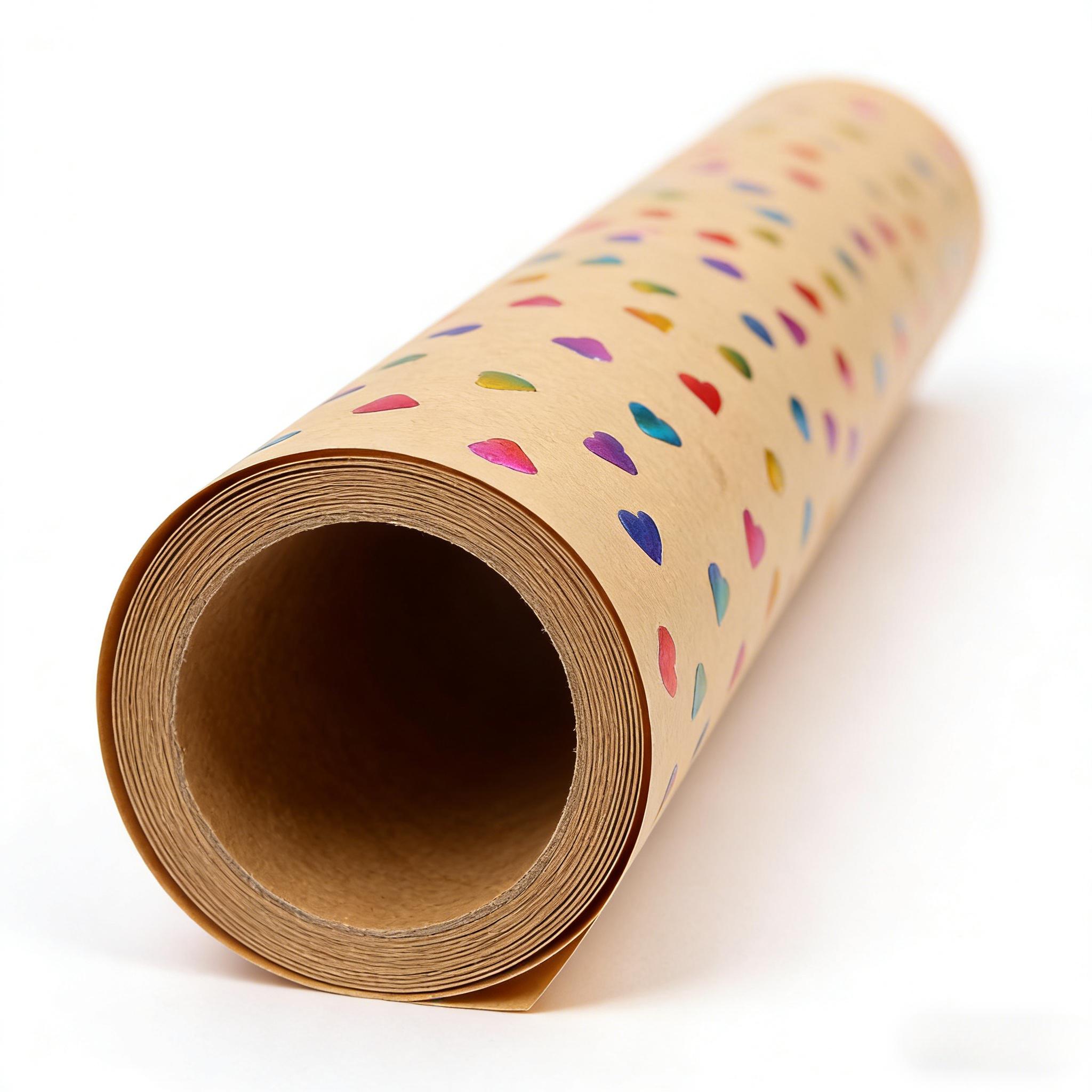TEMU 1 Roll Of Colorful Heart-shaped Gift Wrapping Paper, - Each Roll Measures 17 Inches X 118 Inches, With -color Heart Pattern - Thickened Paper
