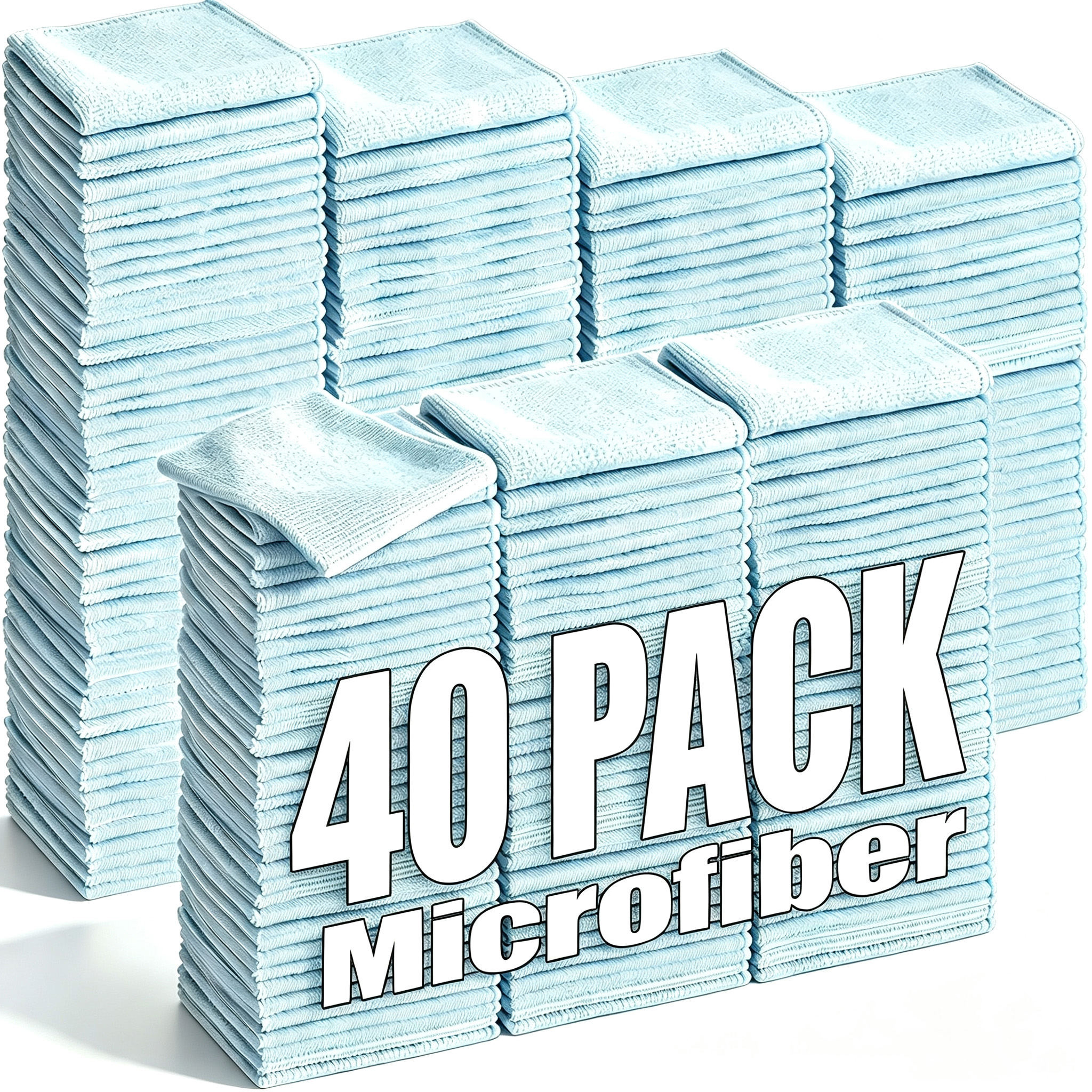 TEMU 40-pack Microfiber Cleaning Cloths, Bulk Value Absorbent Reusable Towels For Home, Kitchen, And Car Cleaning