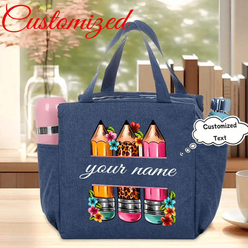 TEMU Customizable Large-capacity Durable Tote Bag/school Backpack For Teachers And , Colored Pencil Floral Combination Print Pattern, Women's Book