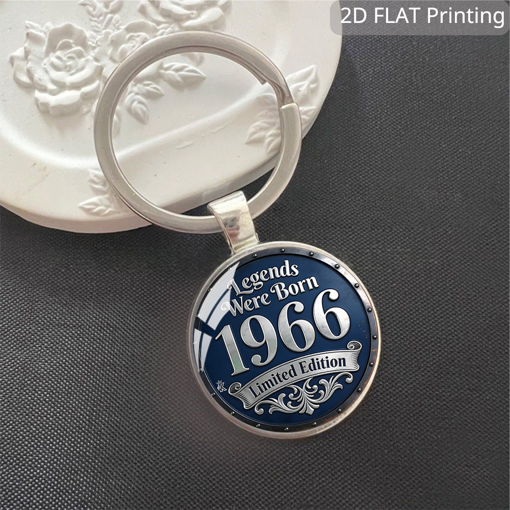 TEMU 2d Flat, 1 X 2d Flat "this Legend Was Born 1966" Keychain, Suitable For Backpack, Wallet Decoration, Daily Wear Accessories, Keychain, Birthday