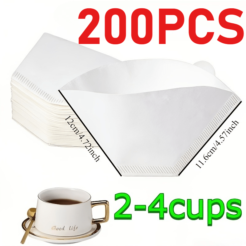 TEMU Filtres à café blancs en éventail 2-4, papier de qualité supérieure non blanchi, emballage portable, convient pour cafetières à verseuse et