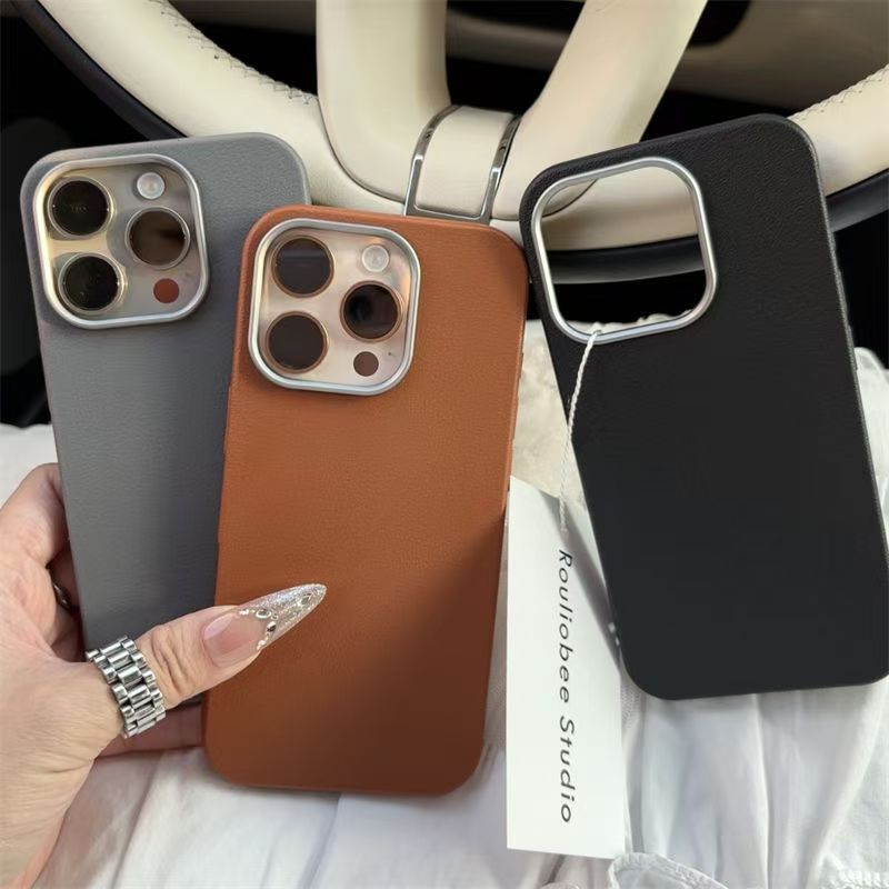 Premium Solid Color for Iphone16Promax/ 16Pro/ 16Plus/ 16 Mobile Phone Case Iphone15/ 14Plus/ 13Pro/ 12Promax Silicone 14Promax Stylish And Simple Iphone13Pro Plain Leather Pattern 12 Personalized Trendy Brand 11Promax Lens Frame PC Material Iphonex/ Xsmax