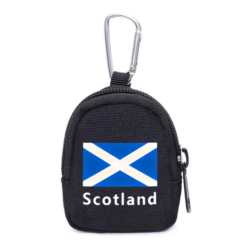 TEMU 1pc Flag Of Scotland Zipper Coin Pouch With Keychain - Black Oxford Fabric Wallet Organizer, Secure Zipper Closure