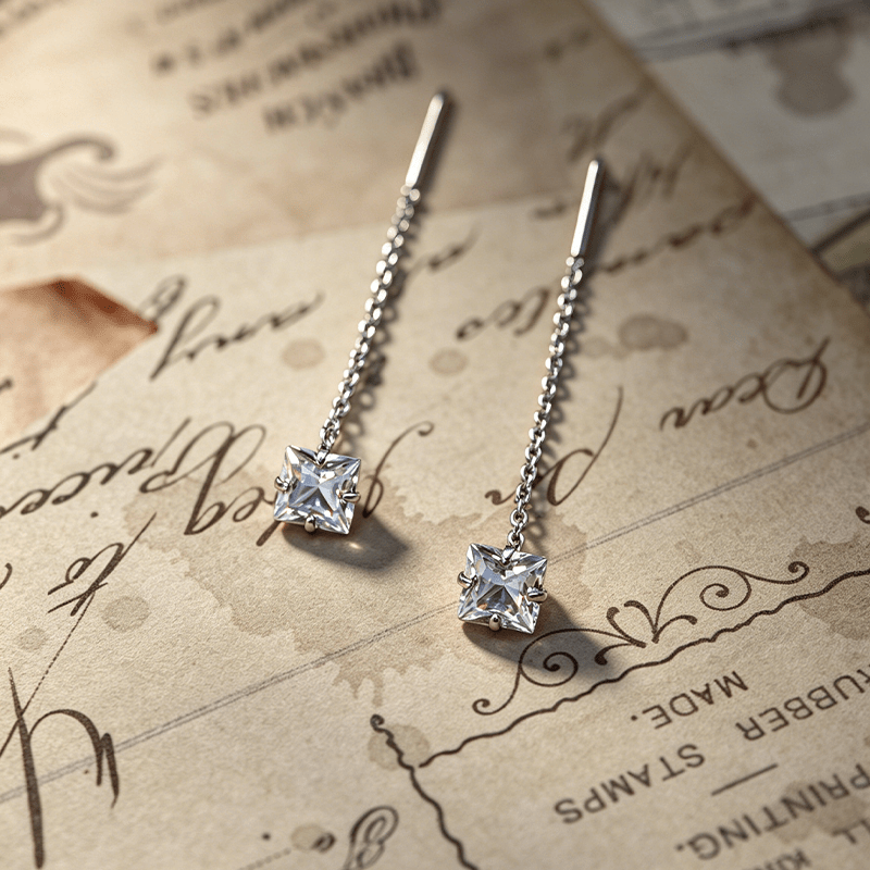 Elegant Geometric Square-Cut Zircon Earrings