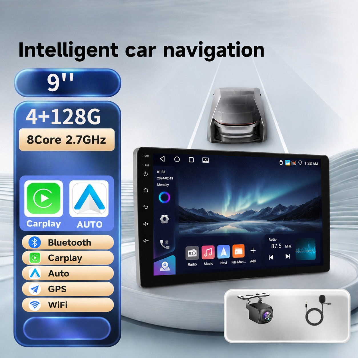 Image of 1 Din Car Stereo Radio 7 Inch Touch Mp5 Car Multimedia Player With Wired Carplay/ Auto, Auto, Bluetooth, Fm Radio, Support Rearview Connection, Steering Wheel Control, Suitable For 12v Vehicles.