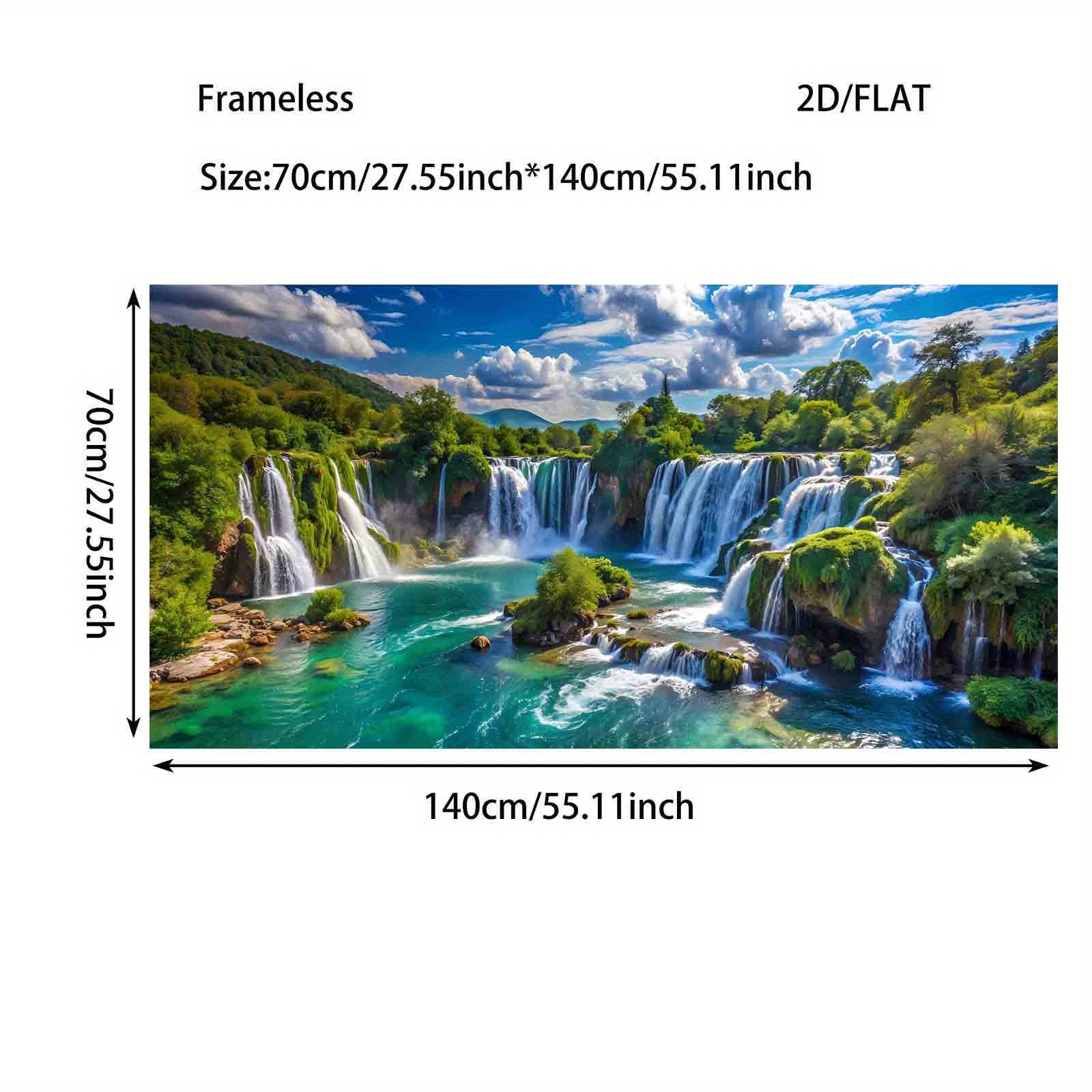 TEMU 2d/flat Printing 1pc 27.55inch*55.11in/70cm*140cm Frameless Modern, "waterfall Paradise", Canvas Poster For Bedroom And Living Room Decoration