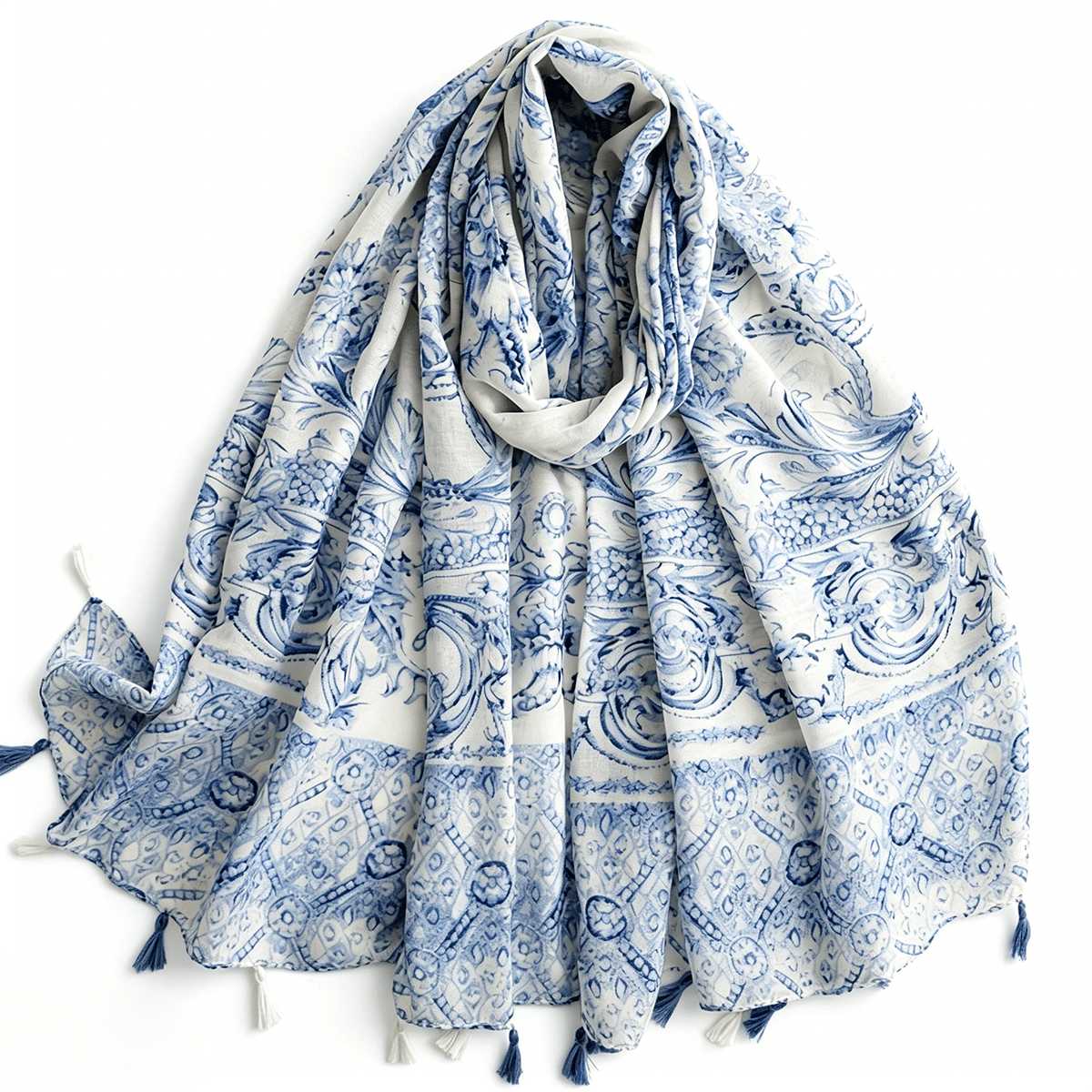 TEMU Women's Large Oversized Fringe Scarf Shawl With Daisy Print - Soft -friendly Suitable For Commuting, & Gifts, Multicolor Shawl, Machine Washable
