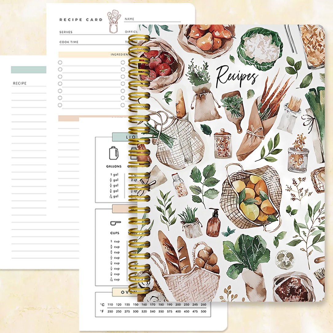 TEMU Personal Organizers: A Recipe Book With Ingredient Illustrations On The Cover, Suitable For Cooking Enthusiasts. Ideal For Home Dining And Meal
