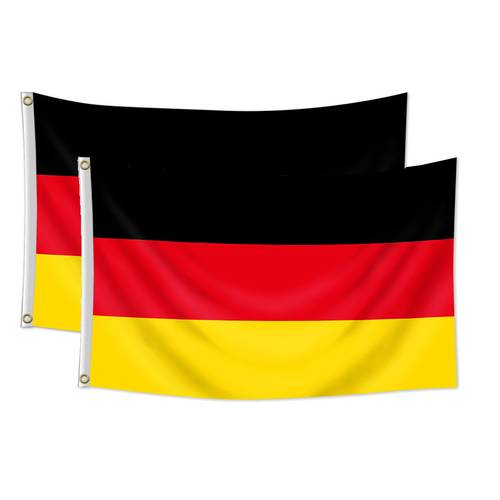 2 pack german flag 3 x 5 feet 2 x 3 feet german flag with 2 grommets indoor and outdoor decor outside garden lawn patio traditional design durable polyester