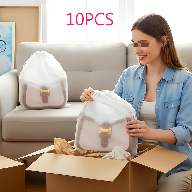 TEMU 10pcs Pack Of 10pcs Non-woven Breathable Drawstring Bags Suitable For Handbags, Clothes, Shoes, Underwear Storage Covers, Travel With Multi- Use