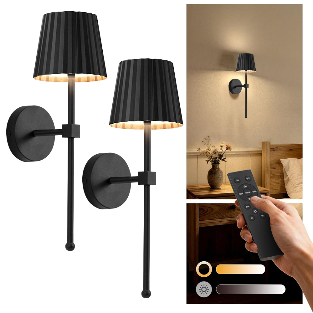 TEMU 2pcs Cordless Wall Sconces Wireless Rechargeable Battery Operated Led Wall Lamps, 3 Color Dimming Portables Lightings For Wall Painting Living