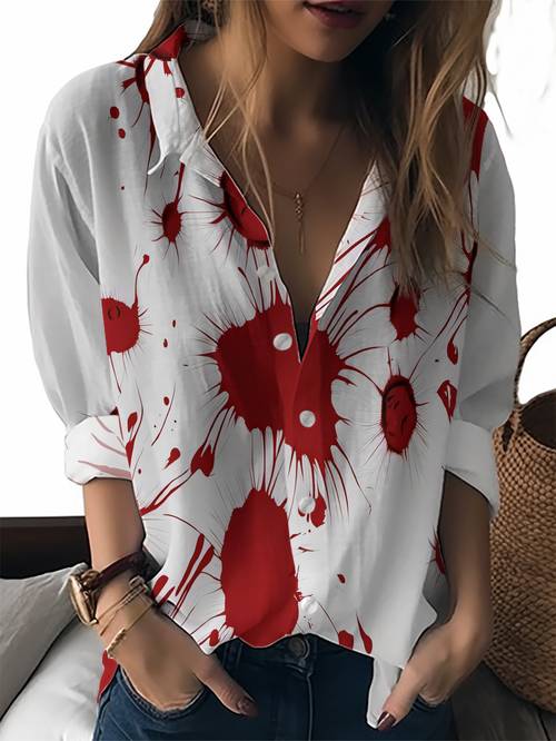 2026 new womens long sleeve shirt with floral print stylish and versatile featuring a vintage daisy for everyday commuting in a minimalist style machine washable