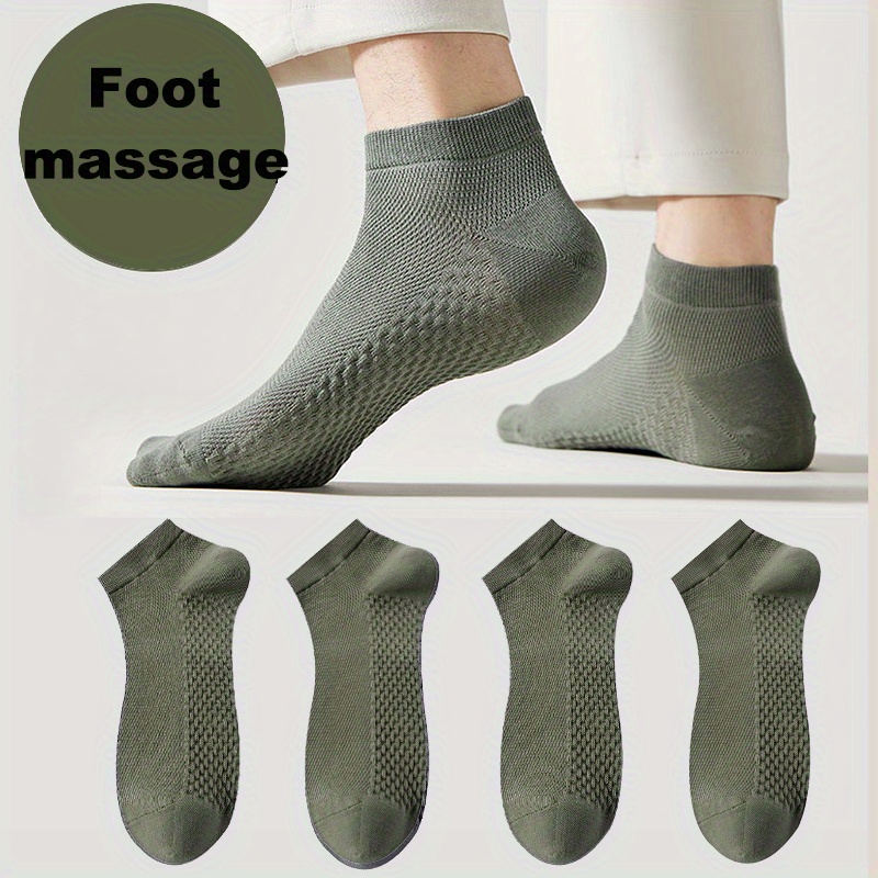 4 Pairs Men's Socks Classical Deodorant Mesh Sweat Absorption Foot Massage Short Socks Sports Bussiess