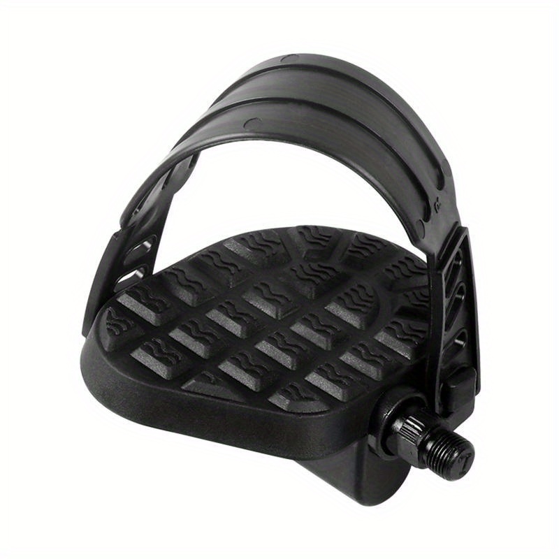 black exercise bike pedals toe clips straps lightweight pp Temu
