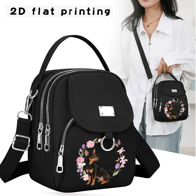 TEMU 1pc Lightweight Crossbody Messenger Bag - Adjustable Strap, Unisex Shoulder Purse With Doberman Dog Pattern, Casual Handbag For &, Commuter,,,