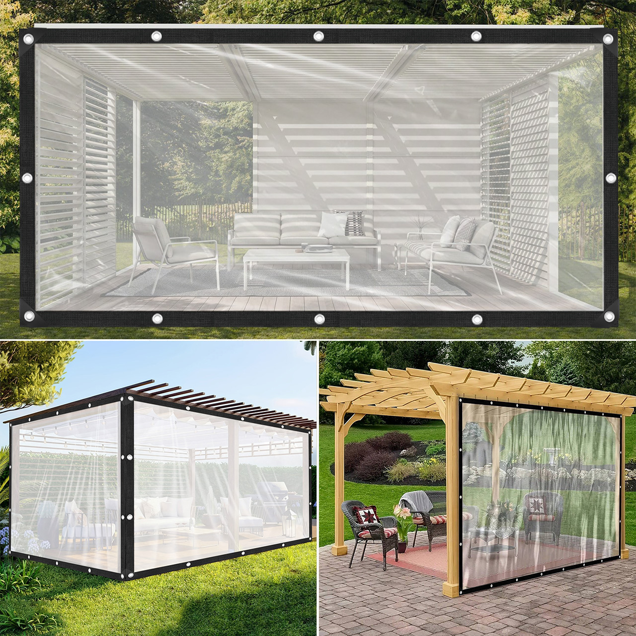   transparent tarpaulin with grommet edges tear resistant windproof and cold proof suitable for patios fences chicken coops gardens greenhouses transparent 1pc